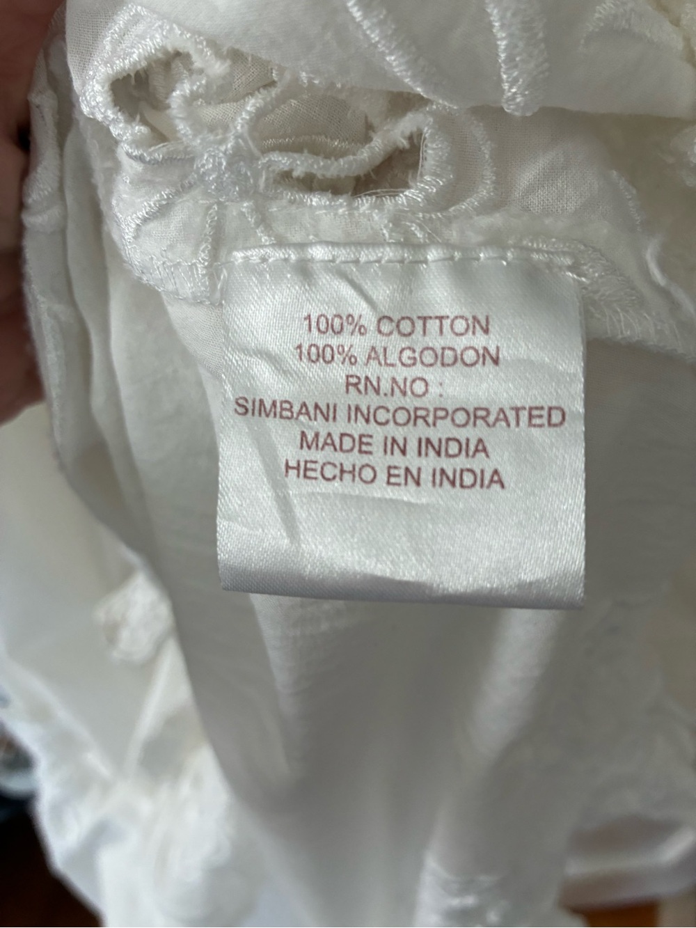 White Smocked Maxi Dress with Embroidered Hem - Picture 7 of 8